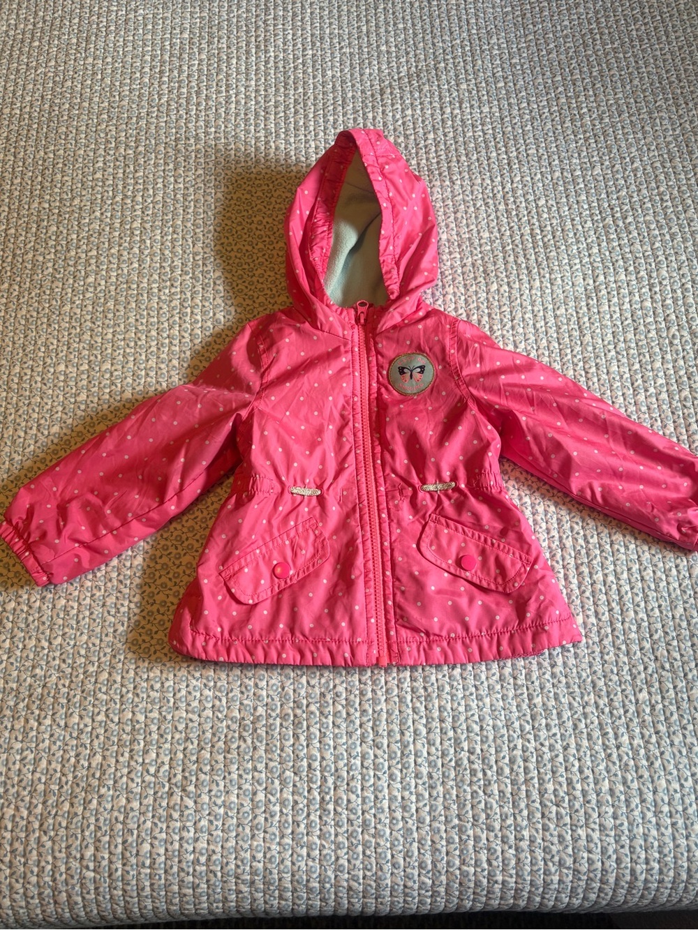 Carter’s Girls Pink Polka Dot Hooded Lightweight Jacket